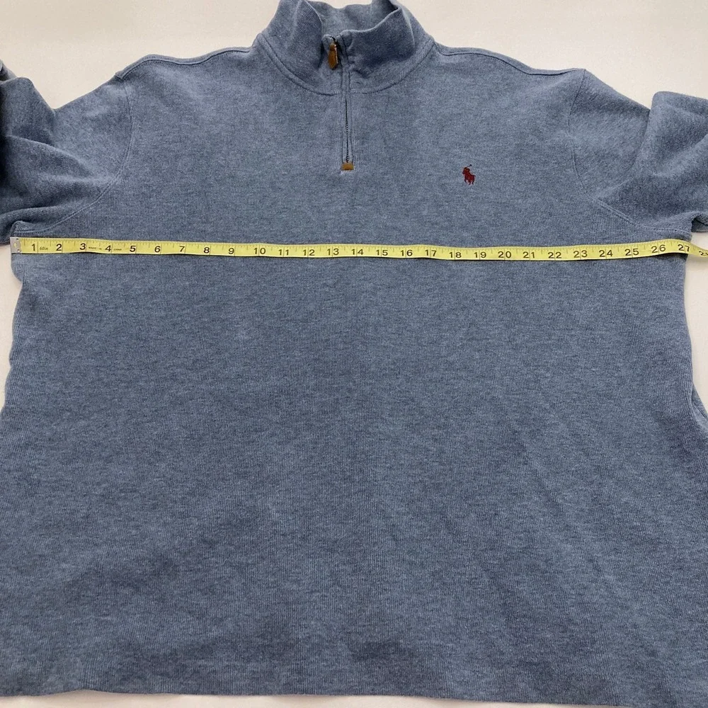 Polo‎ Ralph Lauren Mens Blue Quarter Zip Pullover Sweater XL Red Pony Mock Neck